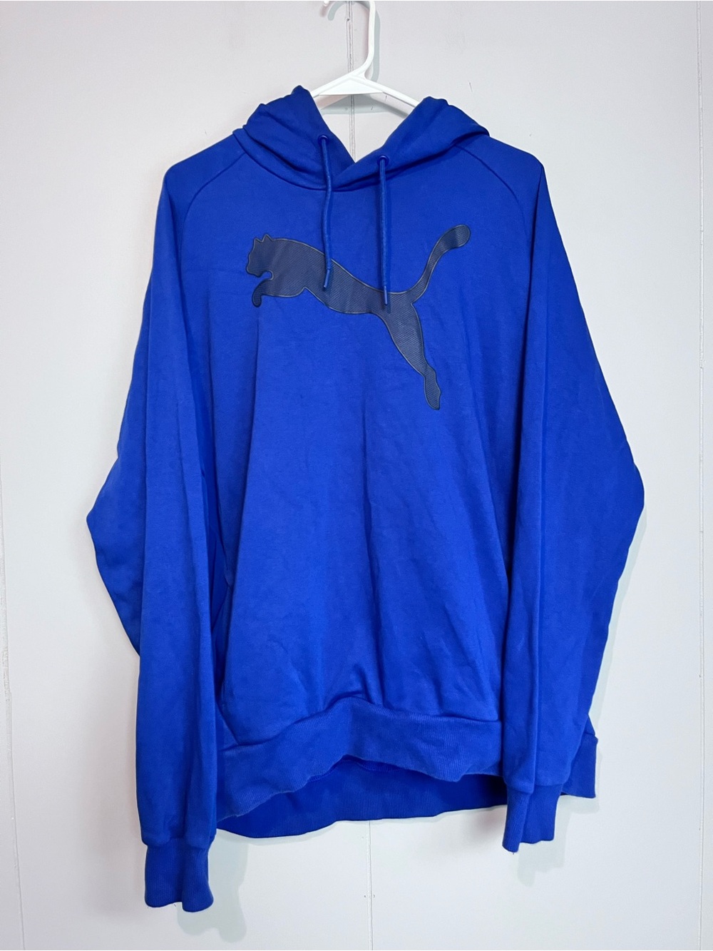 PUMA Men’s Blue Mesh-Lined Hoodie Pullover Size L